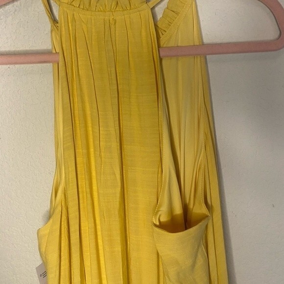 new Nine West long maxi boho yellow tie front tank halter peasant XL boho city - Picture 10 of 16